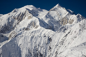View of Mt. McKinley (Alaska Range) from flightseeing plane (Denali NP).